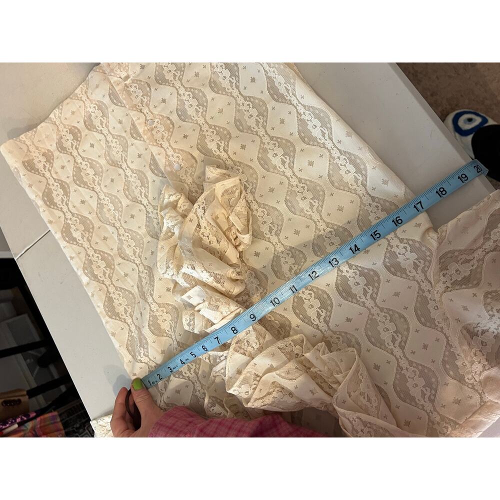 Vintage Neiman Marcus Cream Lace Ruffled Collar Long Sleeve Blouse Size 10 - Picture 11 of 14